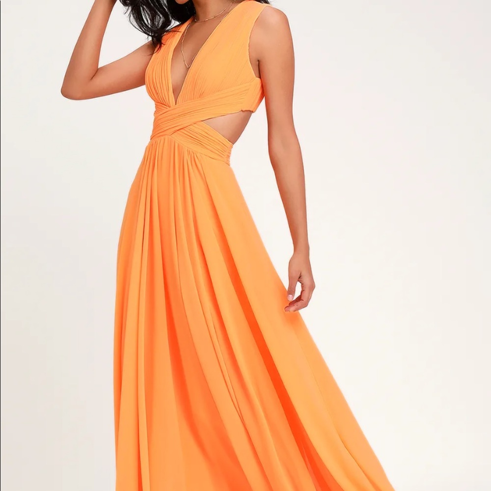 Bright orange maxi dress